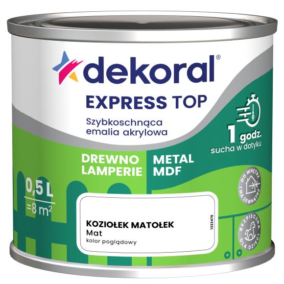 DEKORAL EXPRESS TOP SZYBKOSCHNĄCA EMALIA AKRYLOWA KOZIOŁEK MATOLEK MAT 0,5L