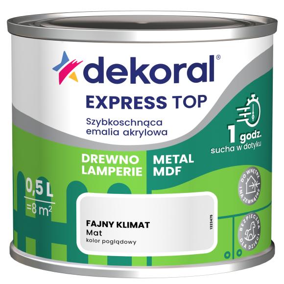 DEKORAL EXPRESS TOP SZYBKOSCHNĄCA EMALIA AKRYLOWA FAJNY KLIMAT MAT 0,5L