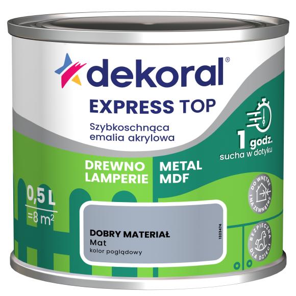 DEKORAL EXPRESS TOP SZYBKOSCHNĄCA EMALIA AKRYLOWA DOBRY MATERIAL MAT 0,5L