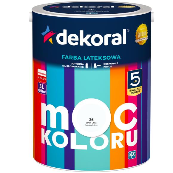 DEKORAL MOC KOLORU BIAŁY DOM 5L