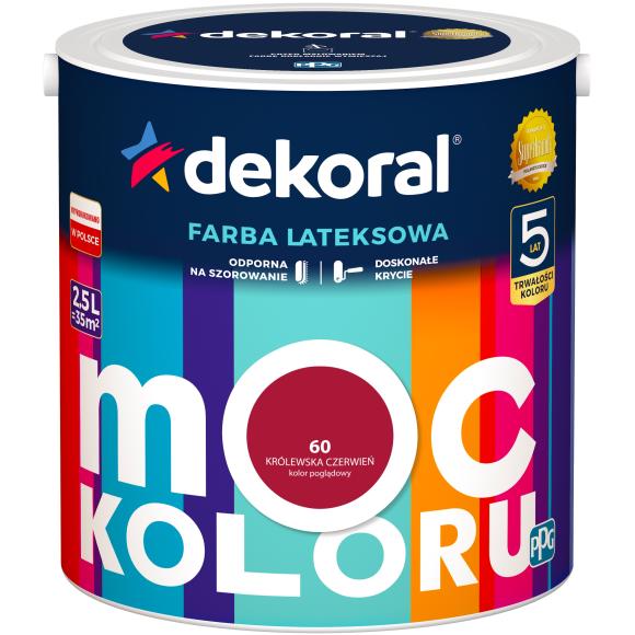 DEKORAL MOC KOLORU KRÓLEWSKA CZERWIEŃ 2,5L