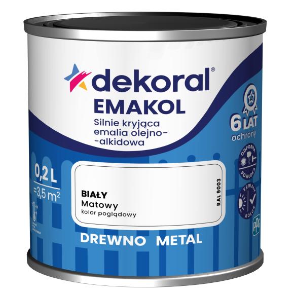 Farba Dekoral EMAKOL Biały Połysk 0,2 L