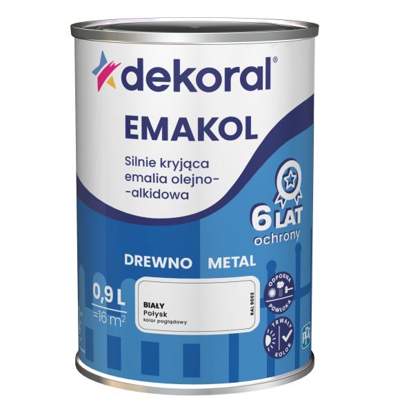 DEKORAL EMAKOL  BIAŁY 0,9L