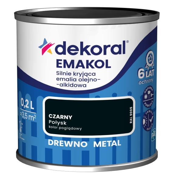 Farba Dekoral EMAKOL Czarny Połysk 0,2L 