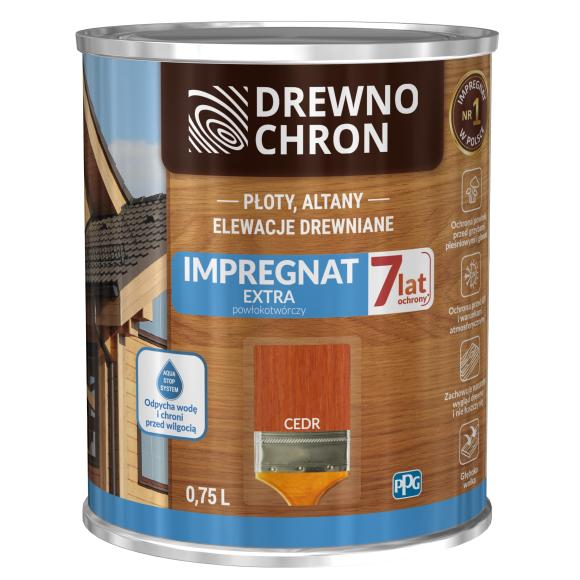 DREWNOCHRON EXTRA IMPREGNAT POWŁOKOTWÓRCZY DO DREWNA CEDR 0.75L