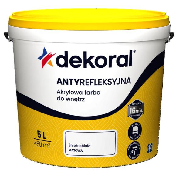 Farba Dekoral POLINAK PLUS Antyrefleksyjna Śnieżnobiała 5L