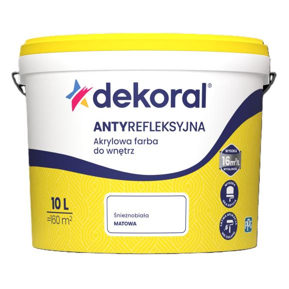 Farba Dekoral POLINAK PLUS Antyrefleksyjna Śnieżnobiała 10L 