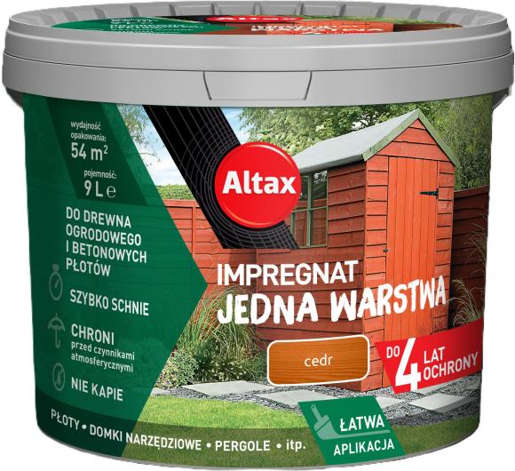 ALTAX Impregnat Jedna Warstwa 4lata Cedr 9L_Remontownia24.pl