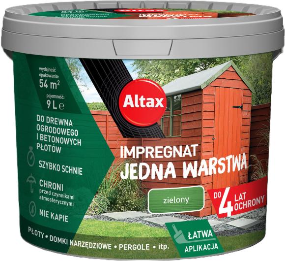 ALTAX Impregnat Jedna Warstwa 4lata Zielony 9L_Remontownia24.pl