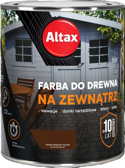 Altax Farba Do DREWNA NA ZEWNĄTRZ CIEMNY BRĄZOWY POŁYSK 0,75L_Remontownia24.pl