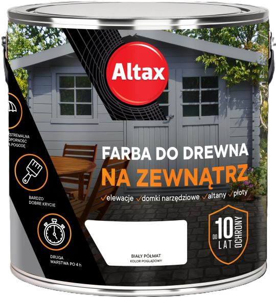 Altax Farba Do Drewna NA ZEWNĄTRZ BIAŁY PÓŁMAT 2,5L_Remontownia24.pl