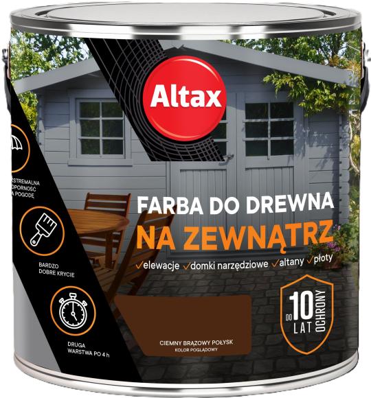 Altax Farba Do Drewna NA ZEWNĄTRZ CIEMNY BRĄZOWY POŁYSK 2,5L_Remontownia24.pl