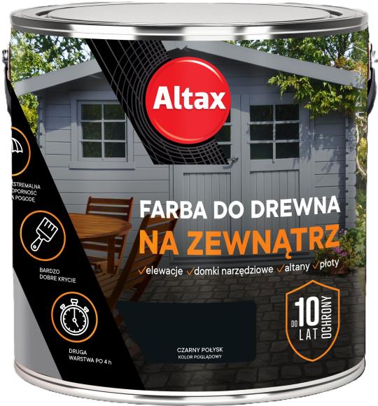 Altax Farba Do Drewna NA ZEWNĄTRZ CZARNY POŁYSK 2,5L_Remontownia24.pl