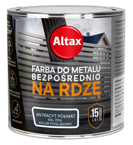 Altax Farba Do METALU BEZPOŚREDNIO NA RDZĘ ANTRACYT PÓŁMAT 250ml 