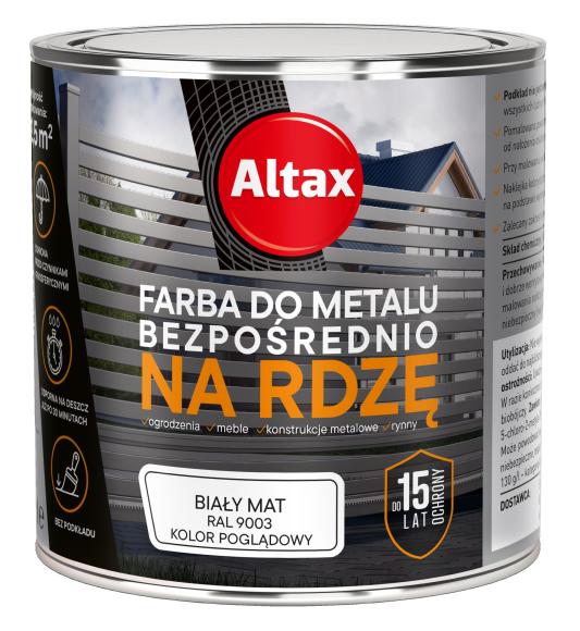 Altax Farba Do METALU BEZPOŚREDNIO NA RDZĘ BIAŁY MAT 250ml 