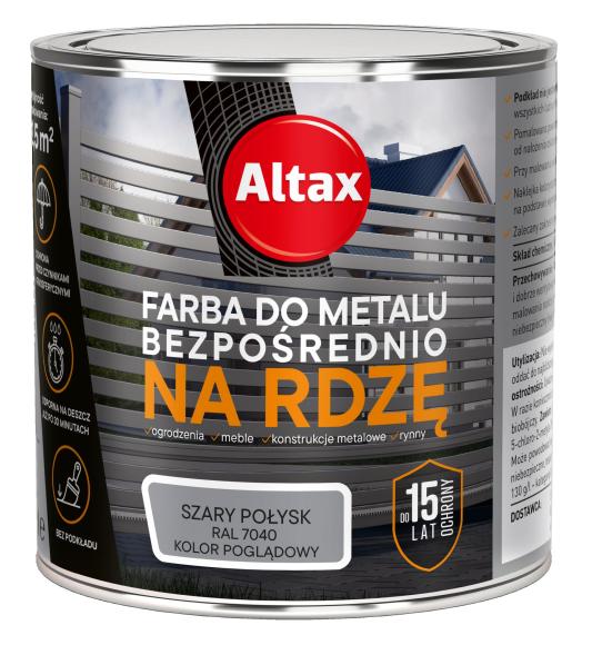 Altax Farba Do Metalu BEZPOŚREDNIO NA RDZĘ SZARY POŁYSK 0,25L_Remontownia24.pl
