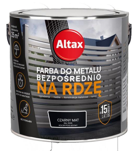Altax Farba Do Metalu BEZPOŚREDNIO NA RDZĘ CZARNY MAT 2,5L_Remontownia24.pl