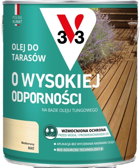 V33 Olej Do TARASÓW O WYSOKIEJ ODPORNOŚCI BEZBARWNY 2,5L_Remontownia24.pl