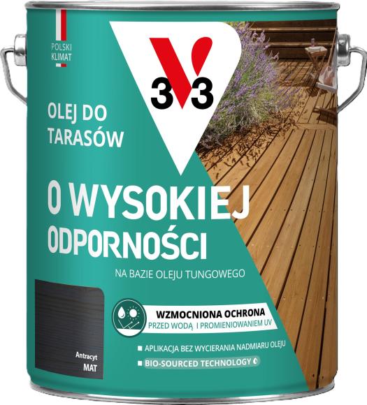 V33 Olej Do Tarasów o Wysokiej Odporności Antracyt 4,5L_Remontownia24.pl