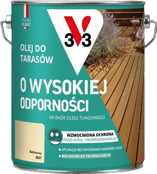 V33 Olej Do TARASÓW O WYSOKIEJ ODPORNOŚCI BEZBARWNY 4,5L_Remontownia24.pl