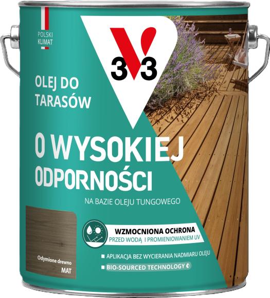 V33 Olej Do TARASÓW O WYSOKIEJ ODPORNOŚCI ODYMIONE DREWNO 4,5L_Remontownia24.pl