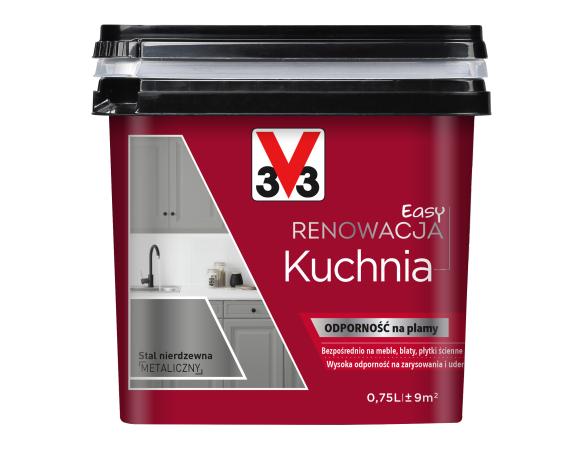 V33 Farba EASY RENOWACJA KUCHNIA STAL NIERDZEWNA METALICZNY 0,75L_Remontownia24.pl