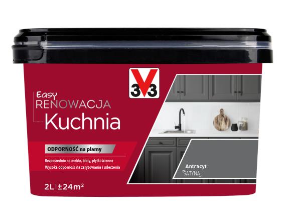 V33 Farba EASY RENOWACJA KUCHNIA ANTRACYT SATYNA 2L_Remontownia24.pl