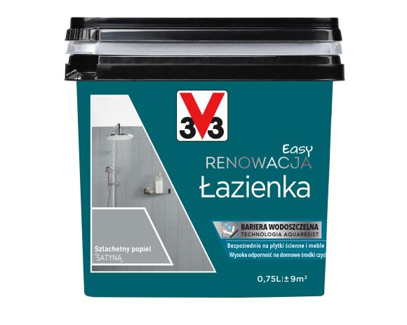 V33 Farba EASY RENOWACJA ŁAZIENKA SZLACHETNY POPIEL SATYNA 0,75L_Remontownia24.pl