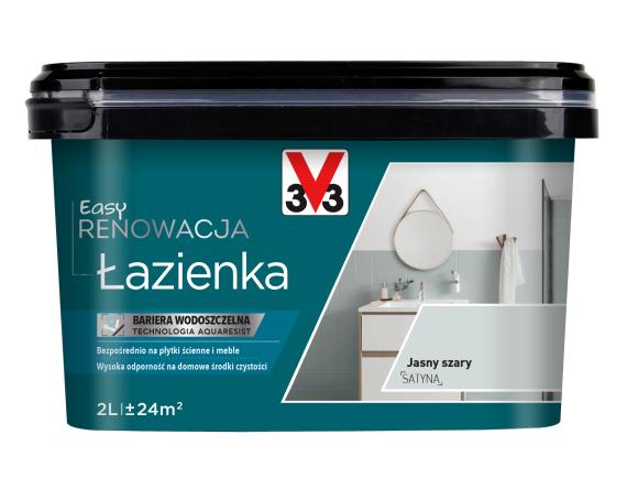 V33 Farba EASY RENOWACJA ŁAZIENKA JASNY SZARY SATYNA 2L_Remontownia24.pl