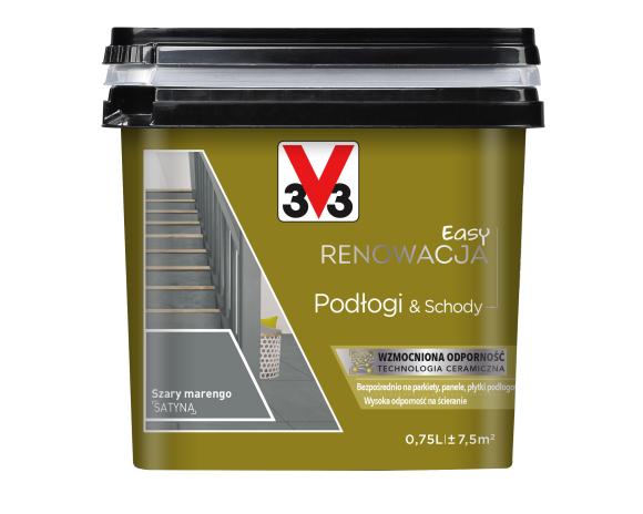 V33 Farba EASY RENOWACJA PODŁOGI & SCHODY SZARY MARENGO SATYNA 0,75L_Remontownia24.pl