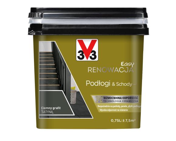 V33 Farba EASY RENOWACJA PODŁOGI & SCHODY CIEMNY GRAFIT SATYNA 0,75L_Remontownia24.pl