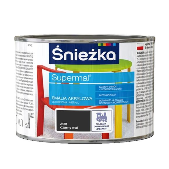 Farba Śnieżka SUPERMAL EMALIA AKRYLOWA CZARNY MAT A501 0,4L_Remontownia24.pl