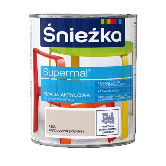Farba Śnieżka SUPERMAL EMALIA AKRYLOWA CAPPUCINO PÓŁPOŁYSK A303 0,8L_Remontownia24.pl