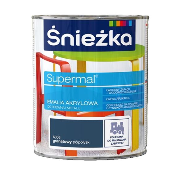 Farba Śnieżka SUPERMAL EMALIA AKRYLOWA GRANATOWY PÓŁPOŁYSK A306 0,8L_Remontownia24.pl