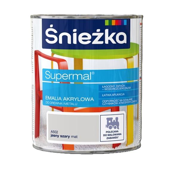 Farba Śnieżka SUPERMAL EMALIA AKRYLOWA JASNY SZARY MAT A302 0,8L_Remontownia24.pl