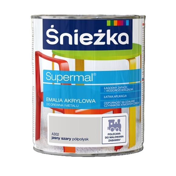 Farba Śnieżka SUPERMAL EMALIA AKRYLOWA JASNY SZARY PÓŁPOŁYSK A302 0,8L_Remontownia24.pl