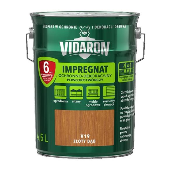 Vidaron Impregnat OCHRONNO-DEKORACYJNY POWŁOKOTWÓRCZY V19 ZŁOTY DĄB 4,5L_Remontownia24.pl