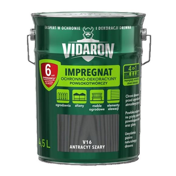 Vidaron Impregnat OCHRONNO-DEKORACYJNY POWŁOKOTWÓRCZY V16 ANTRACYT SZARY 4,5L_Remontownia24.pl