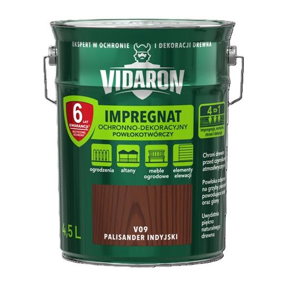 Vidaron Impregnat OCHRONNO-DEKORACYJNY POWŁOKOTWÓRCZY V09 PALISANDER INDYJSKI 4,5L_Remontownia24.pl