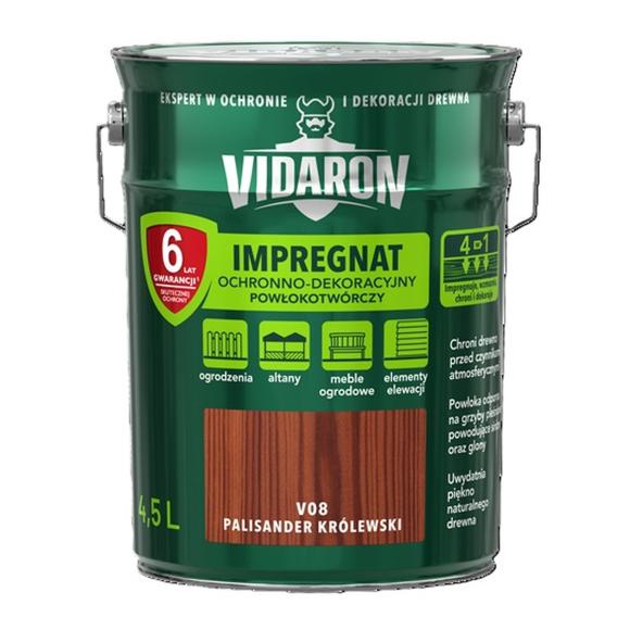 Vidaron Impregnat OCHRONNO-DEKORACYJNY POWŁOKOTWÓRCZY V08 PALISANDER KRÓLEWSKI 4,5L_Remontownia24.pl