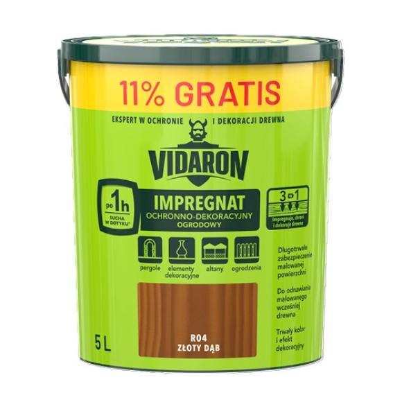 Vidaron Impregnat OCHRONNO-DEKORACYJNY OGRODOWY R04 ZŁOTY DĄB 4,5L+11% Gratis (1)