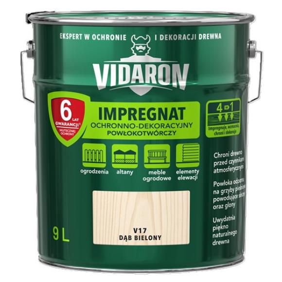 Vidaron Impregnat OCHRONNO-DEKORACYJNY POWŁOKOTWÓRCZY V17 DĄB BIELONY 9L (1)
