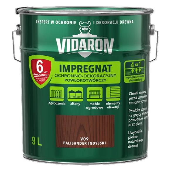 Vidaron Impregnat OCHRONNO-DEKORACYJNY POWŁOKOTWÓRCZY V09 PALISANDER INDYJSKI 9L (1)