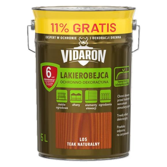 Vidaron Lakierobejca OCHRONNO-DEKORACYJNA L05 TEAK NATURALNY 4,5L+11% Gratis (1)