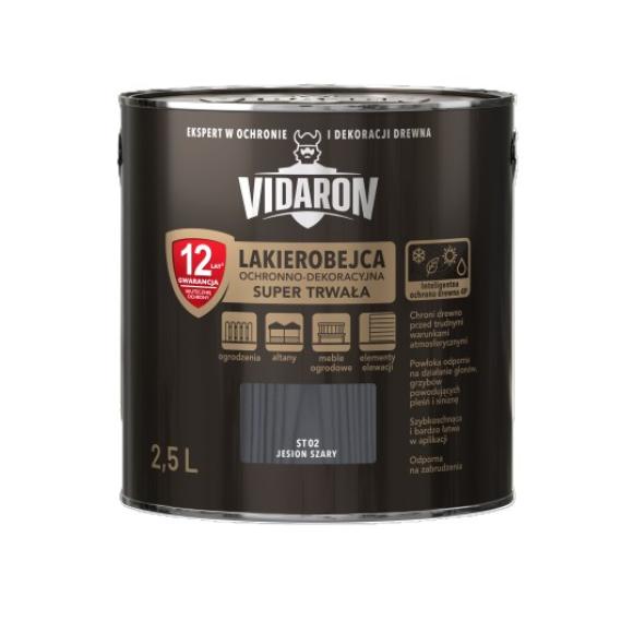 Vidaron Lakierobejca OCHRONNO-DEKORACYJNA SUPER TRWAŁA ST02 JESION SZARY 2,5L (1)
