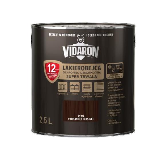 Vidaron Lakierobejca OCHRONNO-DEKORACYJNA SUPER TRWAŁA ST03 PALISANDER INDYJSKI 2,5L (1)