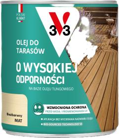 V33 Olej Do TARASÓW O WYSOKIEJ ODPORNOŚCI BEZBARWNY 0,7L_Remontownia24.pl